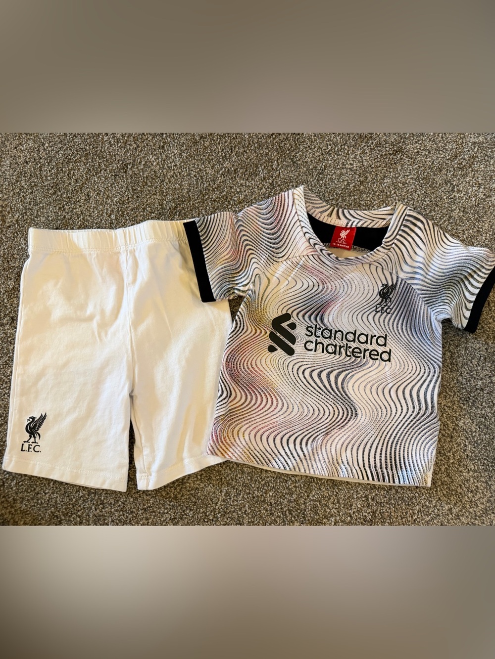 Liverpool White Multicolor Wave-Print Kids Training Shirt